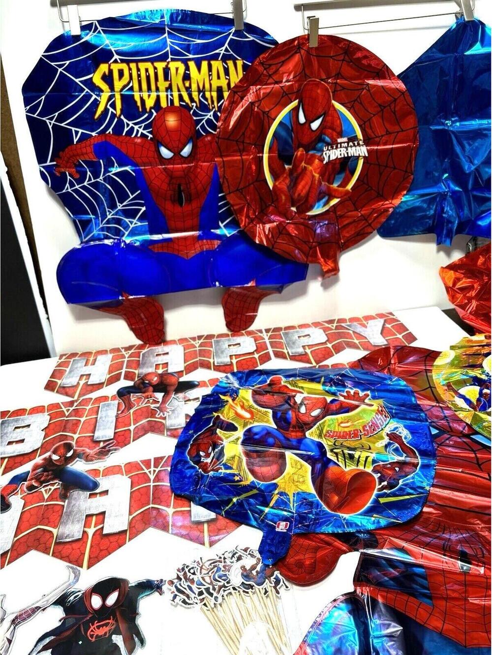 Spider-Man Birthday Party Decorations Set Banner Foil Balloons Cupcake Picks New - Picture 5 of 13